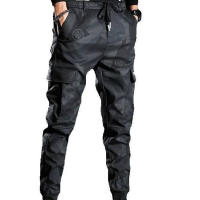 Primavera y otoño nuevo trabajo camuflaje casual hombres slim fit cintura elástica pierna atada pantalones - details 2
