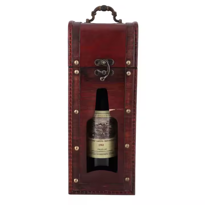 Caja de almacenamiento de vino tinto individual Vintage, paquete de vino de madera portátil, caja de regalo con asa - 1