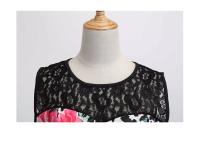 Lace patchwork summer women a line elegant vintage party dress with belt - details 64