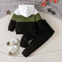 Traje De Niño Colorblock 2-7 Años Abrigo Con Capucha Camiseta De Manga Larga Y Pantalones Outerwear Moda Infantil - details 10