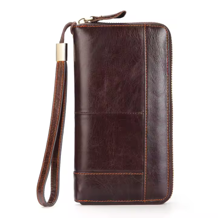 Cartera de Cuero Retro Resistente al Desgaste Estilo Cuadrado Horizontal Cierre de Cremallera - 1
