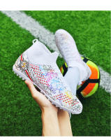 Zapatos de fútbol profesionales FG/TF para adultos, botas de fútbol de Punta larga antideslizantes, tacos altos de tobillo para niños pequeños, zapatillas de fútbol de hierba - details 33
