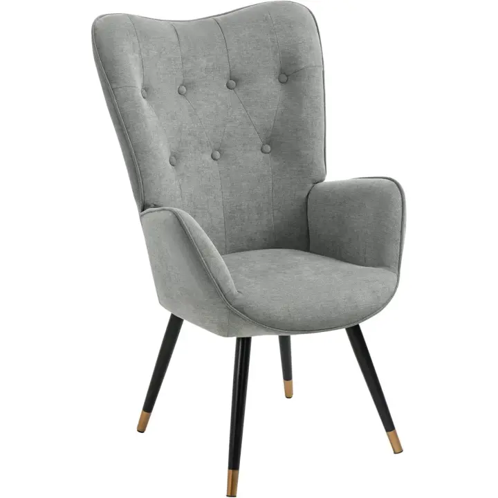 Sillones de salón Butaca nórdica sillón Acolchado con Reposabrazos y Patas de Madera, 66x71x108cm - 1