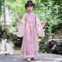 Conjunto rosa Hanfu para niña, horquilla de gama alta con hombro de nube bordado chino de estilo antiguo súper inmortal de la dinastía Ming para niña - details 1