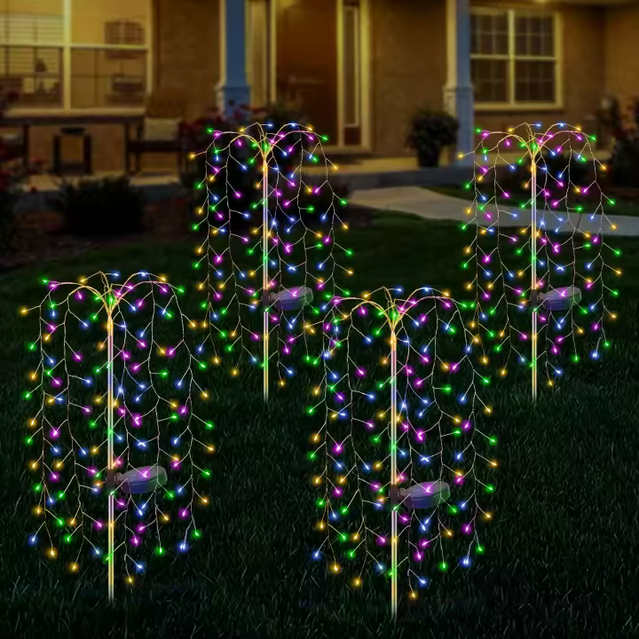 4pcs Luces de Jardín Solar Lámparas de Decoración con LED 120 para Fiesta de Jardín al Aire Libre  - 1