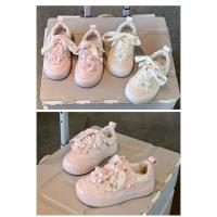 Zapatos casuales para niñas 2025 Zapatillas de deporte de princesa con flores de perlas y diamantes de imitación para niños - details 12