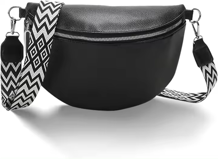 Riñonera de Piel Negra para Mujer, Bolso de Moda, Pequeño,Adecuado para Viajes de Uso Diario, Negro - 1