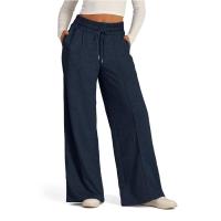 Pantalones anchos de mujer estilo casual cintura alta algodón y poliéster tela batik elástica de alta elasticidad - details 2