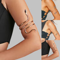 Brazalete Retro de Metal Punk en espiral para mujer y niña, joyería para brazo de serpiente con remolino de Egipto - details 0