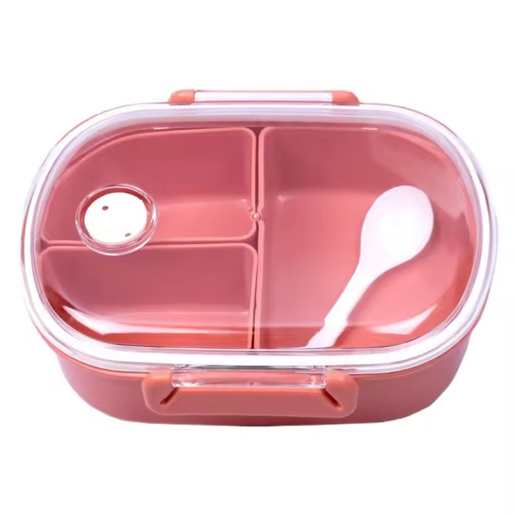 Fiambrera de tres rejillas para niños, contenedor de grado alimenticio de dibujos animados lindos, almuerzo de doble capa, Bento, Oficina - 1
