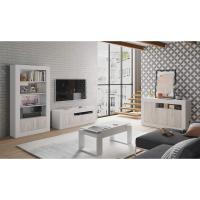 Mesa de Centro elevable Nova Color Roble Nodi y Blanco Artik salón Comedor Estilo nórdico 45-54x105x55 cm - details 24