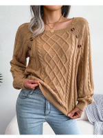 Suéter de punto con botones para mujer, Jersey holgado de manga larga, otoño, 2023 - details 22