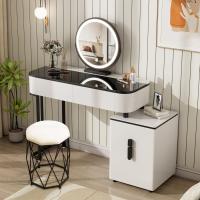 LED Ajustable y Espejo, Maquillaje con Tablero Vidrio Reforzado y Cajonera, Montaje Flexible, 100x40 cm, Mesa Mara y Metal, Blanco+Negro, MB6110wsz - details 9