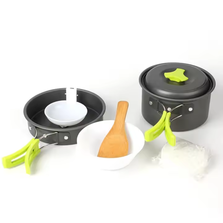 Cubiertos Portátiles para 2-3 Personas Juego de 6 Piezas de Cubierto de Olla y Cuchara para Camping al Aire Libre Senderismo Viajes Picnics Accesorios de Mesa - 1