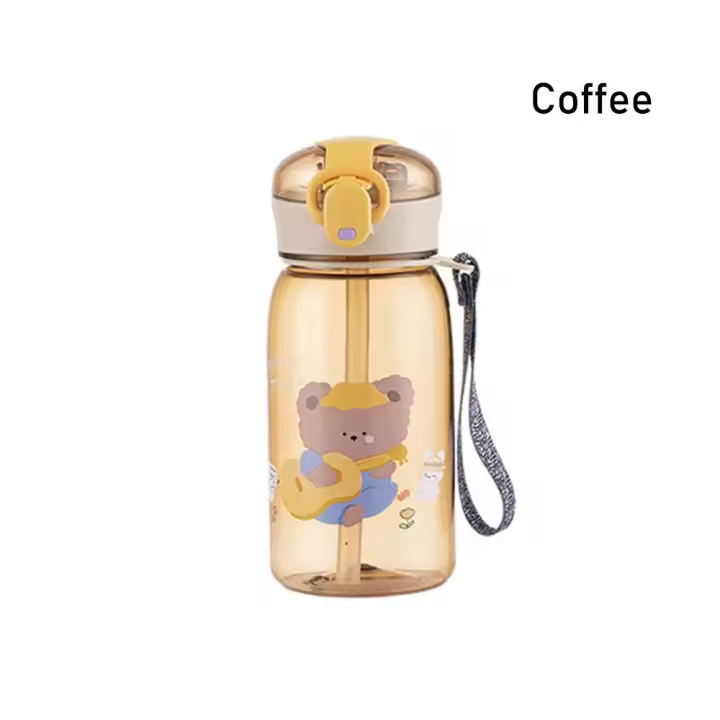 Botella de agua portátil para niños, vaso con tapa de un clic, sin BPA, a prueba de fugas, 400ml - 1