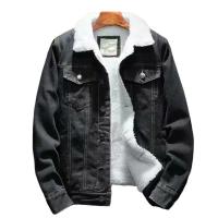 Chaqueta vaquera para hombre con forro de terciopelo, chaqueta resistente al frío de color sólido, chaqueta vaquera de un solo pecho para invierno, ropa de calle - details 5