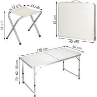 Mesa de Campamento Plegable 4 Taburetes Mesa de Picnic de Aluminio Gris - details 3