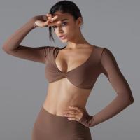 Nuevos deportes de manga larga Fiess para mujer, cuello en V profundo, ajustado, transpirable, estilo Ins, ropa de Yoga al aire libre, Tops cortos - details 11