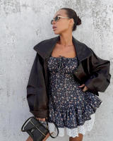 Novedad de verano, vestido de cintura floral pequeño de retazos franceses para mujer con sentido del diseño y a la moda - details 10