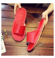 Casa antideslizante fondo suave salón de belleza piso de madera interior color sólido zapatillas de cuero para hombres y mujeres - details 14