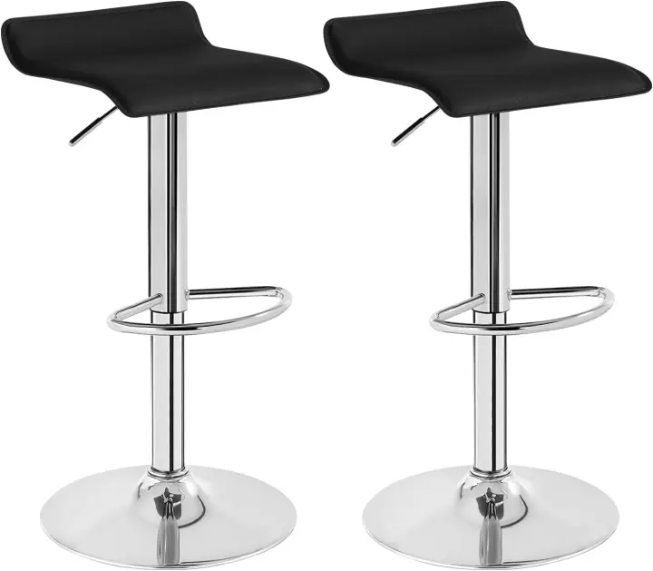 Taburetes de Cocina Giratorios 360° Altura Ajustable, Reposapiés, PVC para Comedor, Salón, Cafetería Gris+Plata - 1