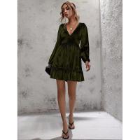 Vestido Elegante de Manga Larga para Mujer Primavera Otoño 2025 Cuello en V Moda - details 11