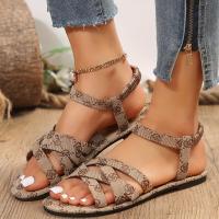 Sandalias planas con estampado de flores para mujer, zapatos casuales con punta abierta, cómodas, sin corsé - details 3