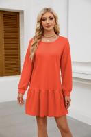 Vestido de manga larga para mujer, vestidos sueltos cortos de Color sólido, línea A, moda coreana, promoción completa, elegante - details 4