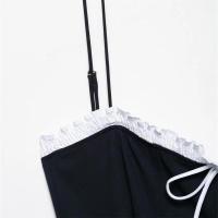 Vestido corto de corte A con material de lazo Forro de poliéster sin mangas - details 12