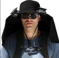 Ventilador de ala ancha para pesca al aire libre, impermeable con dos ventiladores para hombres/mujeres, sombrero de ventilador solar UPF50 - details 2