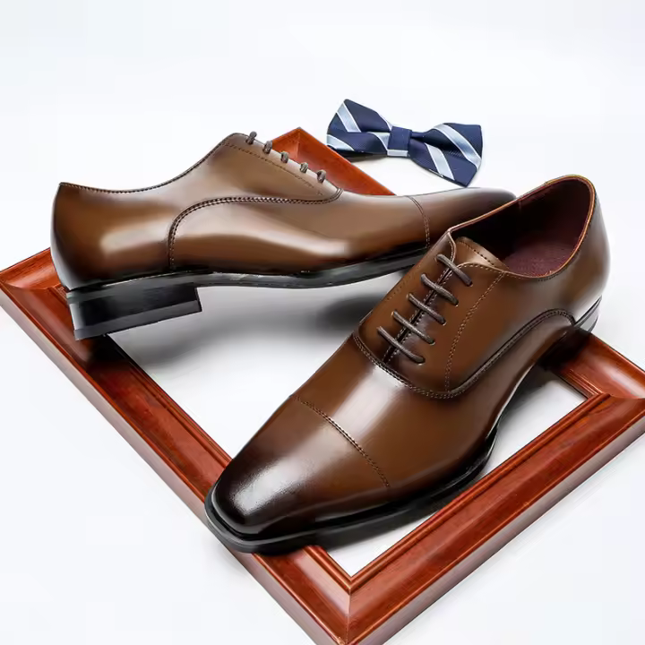 Zapatos de boda de cuero para hombres Commuter Cabeza cuadrada de tres articulaciones Zapatos de cuero para hombres - 1