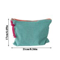 Bolsa de Maquillaje Cuadrada Grande Portátil, Cremallera, Tela de Algodón y Lino - details 0