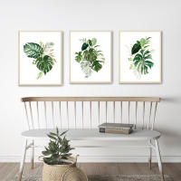 Pintura Nórdica en Lienzo de Monstera Hojas Botánicas Decoración Artística de Pared para Dormitorio Marca DHROOM Material Lienzo - details 1