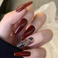 Uñas postizas ligeras y plateadas de color rojo sólido para uñas, bricolaje en casa - details 5