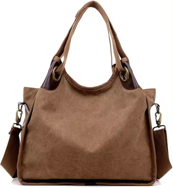 Bolso de mano para mujer, bolso de hombro de lona retro, bolsos Hobo retro, bolso de mano de gran capacidad con asa superior para viajes de trabajo - 1