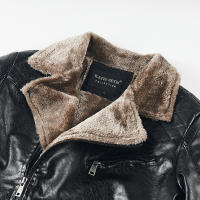 Abrigo de lana para hombre para mantener el calor, Tops con cuello extraíble a la moda, chaqueta de cuero con solapa sólida gruesa y holgada para exteriores, invierno - details 12