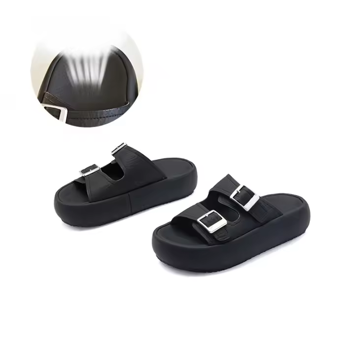 Zapatillas de plataforma nuevas sandalias de hebilla de cinturón retro de arrastre de una y media punta abierta de moda casual versátil - 1