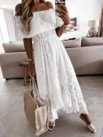 Vestido blanco de verano para mujer, traje playero informal, bohemio, Hippie, elegante, largo, para fiesta, 2024 - details 0