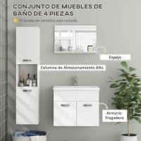 Muebles Lavabo y Espejo Columna Conjunto Muebles Pared 3 Piezas Estilo Morno Blanco - details 2