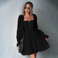 Elegante Vestido de Manga Larga para Mujer Cuello Cuadrado Cintura Ajustada Ropa de Moda Trendy - details 7