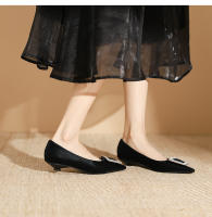 Zapatos de novia franceses de tacón bajo y poco profundos de nuevo estilo para mujer - details 12