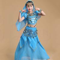 Conjunto de trajes de baile con tocado dulce, vestido de princesa, trajes coloridos de danza del vientre, regalos de ropa para niñas de la India deslumbrantes y brillantes - details 5