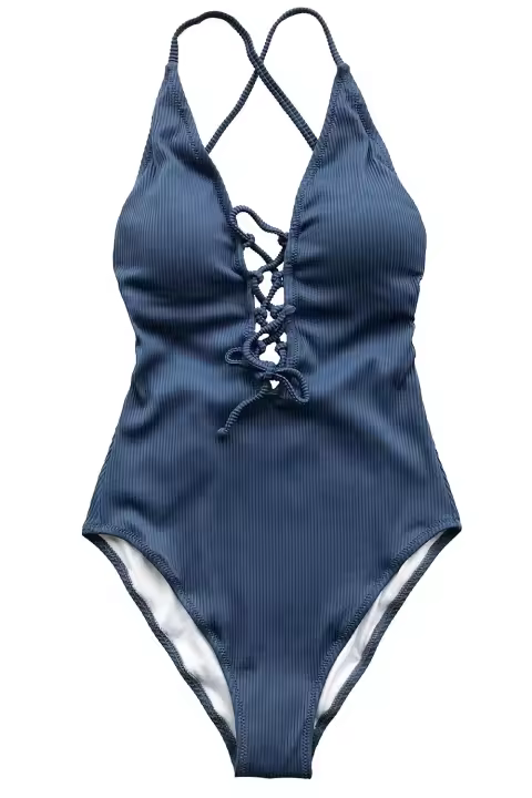 Baño de una sola pieza color sólido sexy sin espalda material de nailon de alta elasticidad moda mujer primavera y verano - 1