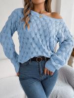Suéter Casual de Invierno-Otoño Cuello Oblicuo, Manga Larga, Moda para Mujeres en Rosa - details 20