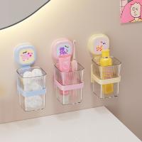 Caja de almacenamiento con ventosa de plástico, cesta de almacenamiento transparente para ahorrar espacio en el baño, soporte de carga grande, soporte para cepillo de dientes montado en la pared - details 1