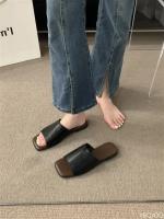 Sandalias planas de verano 2025, nuevas, casuales, abiertas, elegantes, minimalistas, de una sola tira, deslizantes, de color sólido, pantuflas para mujer - details 8