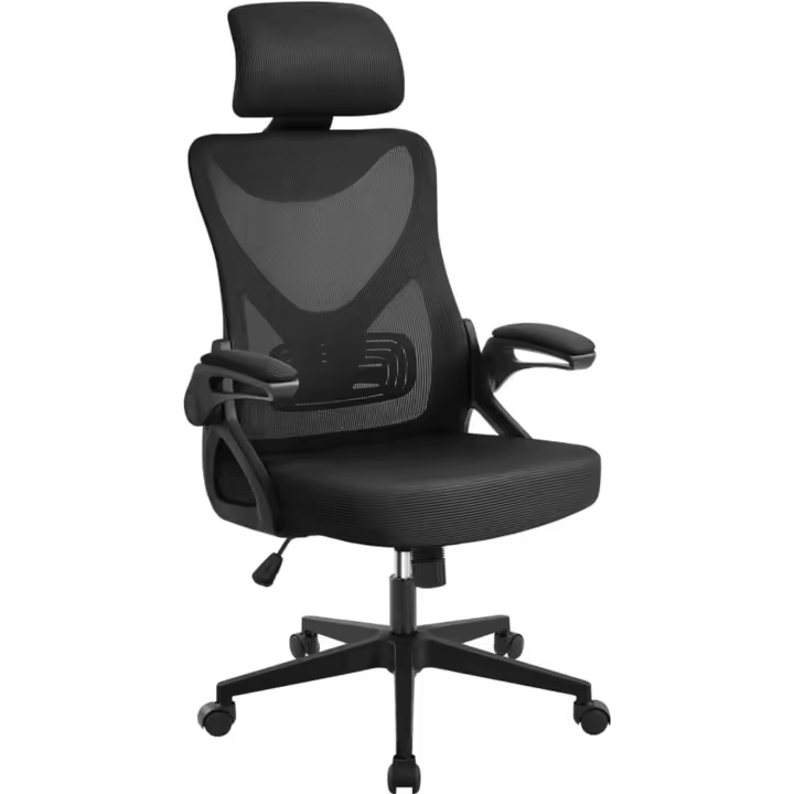 Silla de Oficina Ergonómica Silla Reposabrazo Ajustable Silla Oficina Trabajo con Reposacabeza Silla Giratoria Negro - 1