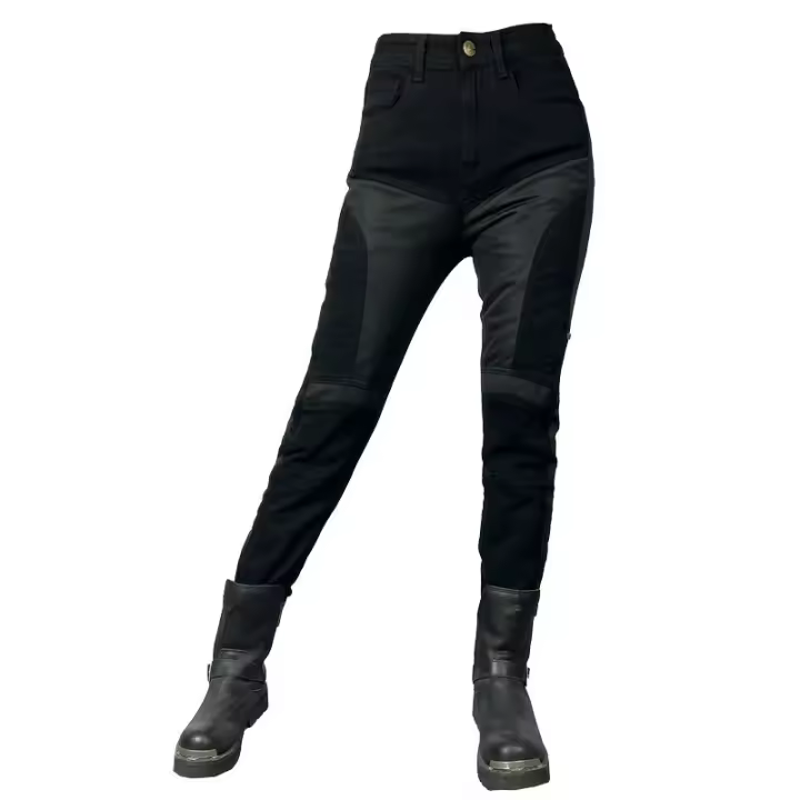Jeans de motocicleta, carreras slim-fit ventilados de malla de verano transpirables, pantalones de equitación locomotora, rodilleras ajustables hacia arriba y hacia abajo - 1