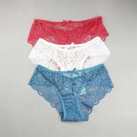 Conjunto de bragas de encaje transparente para mujer, ropa interior Sexy de malla Floral, bragas eróticas transparentes de talla grande, 3 S-XL. - details 2