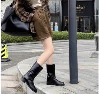 Botas vaqueras occidentales de piel para mujer, botines cortos, botas Martin versátiles - details 8